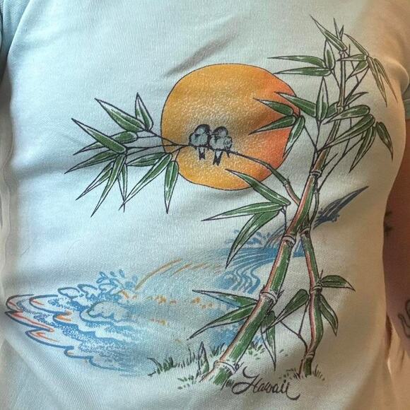 Vintage 70s Hawaii Souvenir T-Shirt XS Ringer Tee Hawaiian Summer Surf - Picture 3 of 4